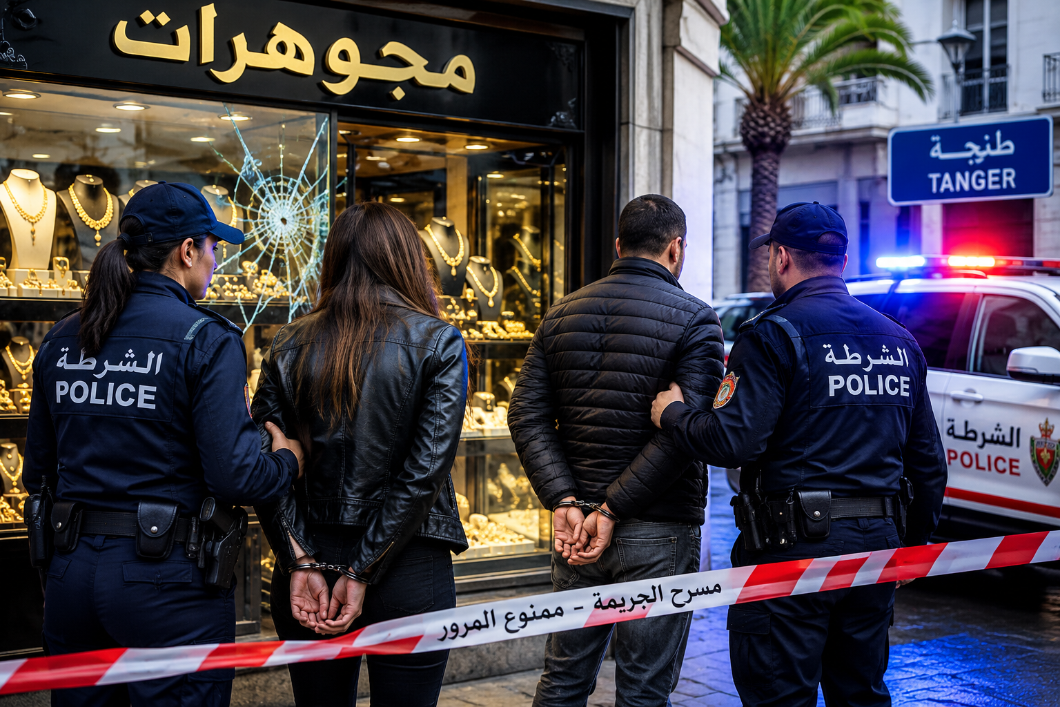 أمن طنجة يحبط محاولة سرقة محل مجوهرات ويوقف امرأة ورجلاً متورطين أمن طنجة يحبط محاولة سرقة محل مجوهرات ويوقف امرأة ورجلاً متورطين